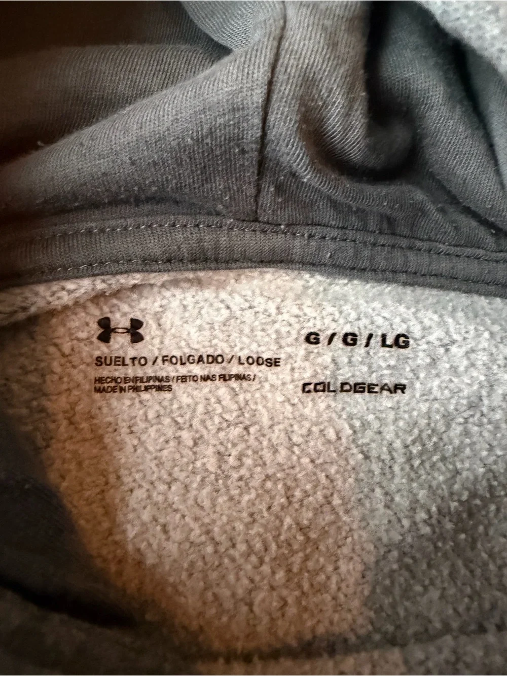 Under Armour ColdGear Mens Large Gray Loose Fit Pullover Hoodie Sweatshirt L